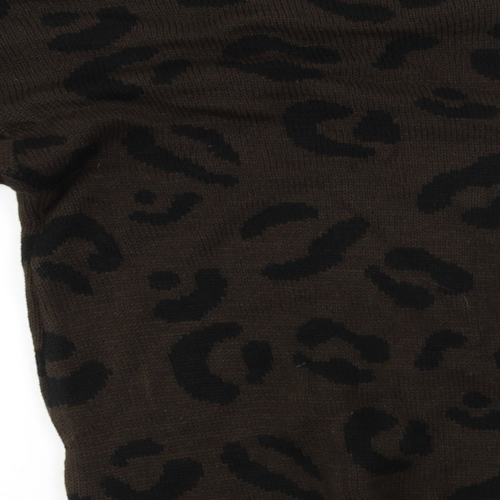 Boohoo  Womens Brown Animal Print  Pullover Jumper Size 16