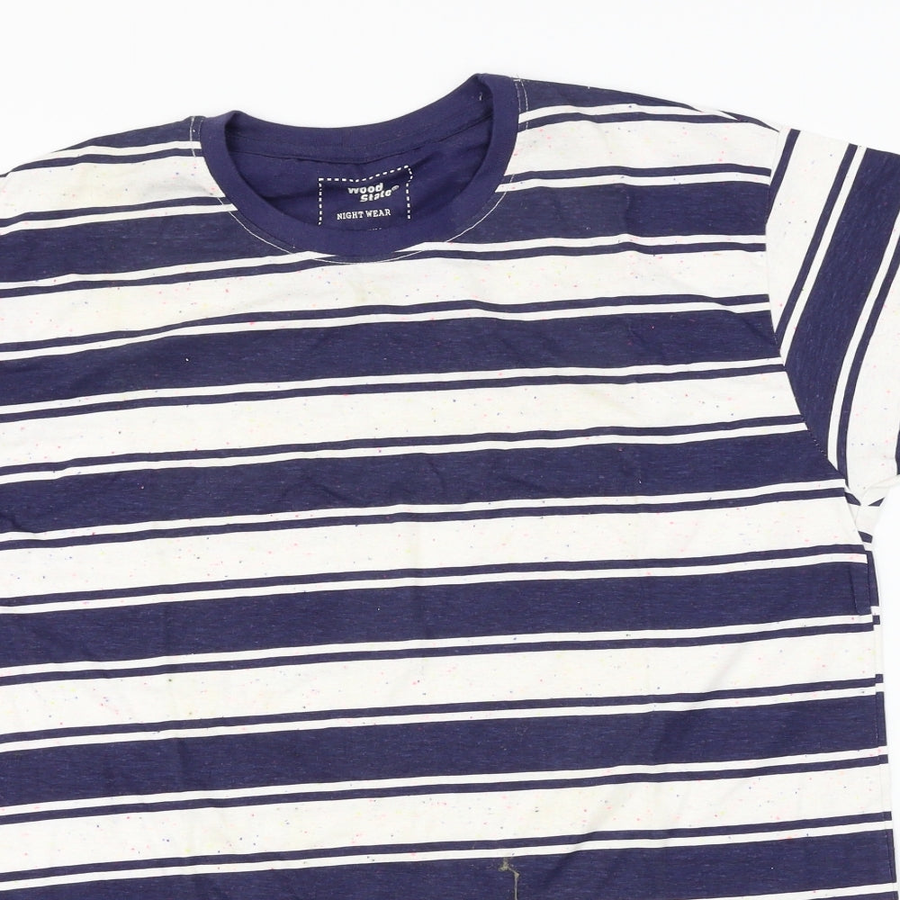 Cedar Wood State  Womens Blue Striped  Basic T-Shirt Size L