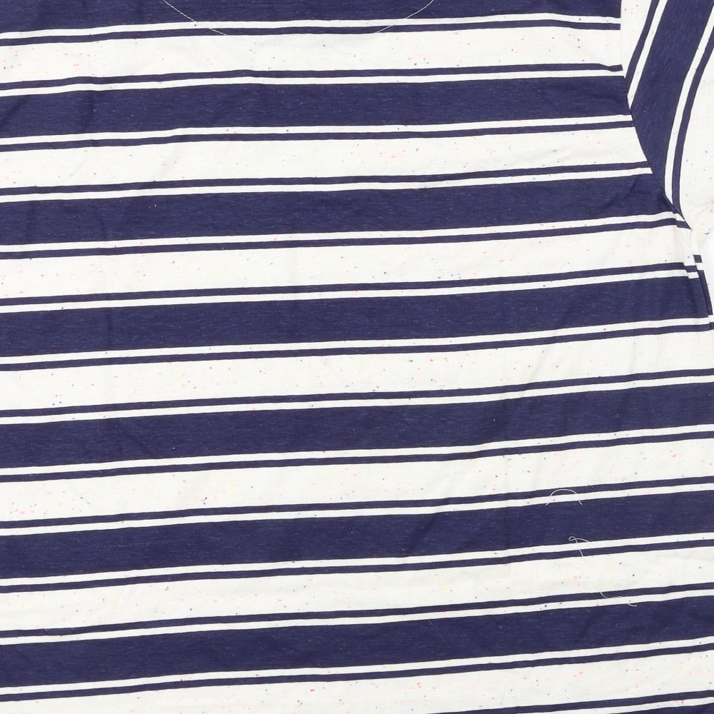 Cedar Wood State  Womens Blue Striped  Basic T-Shirt Size L