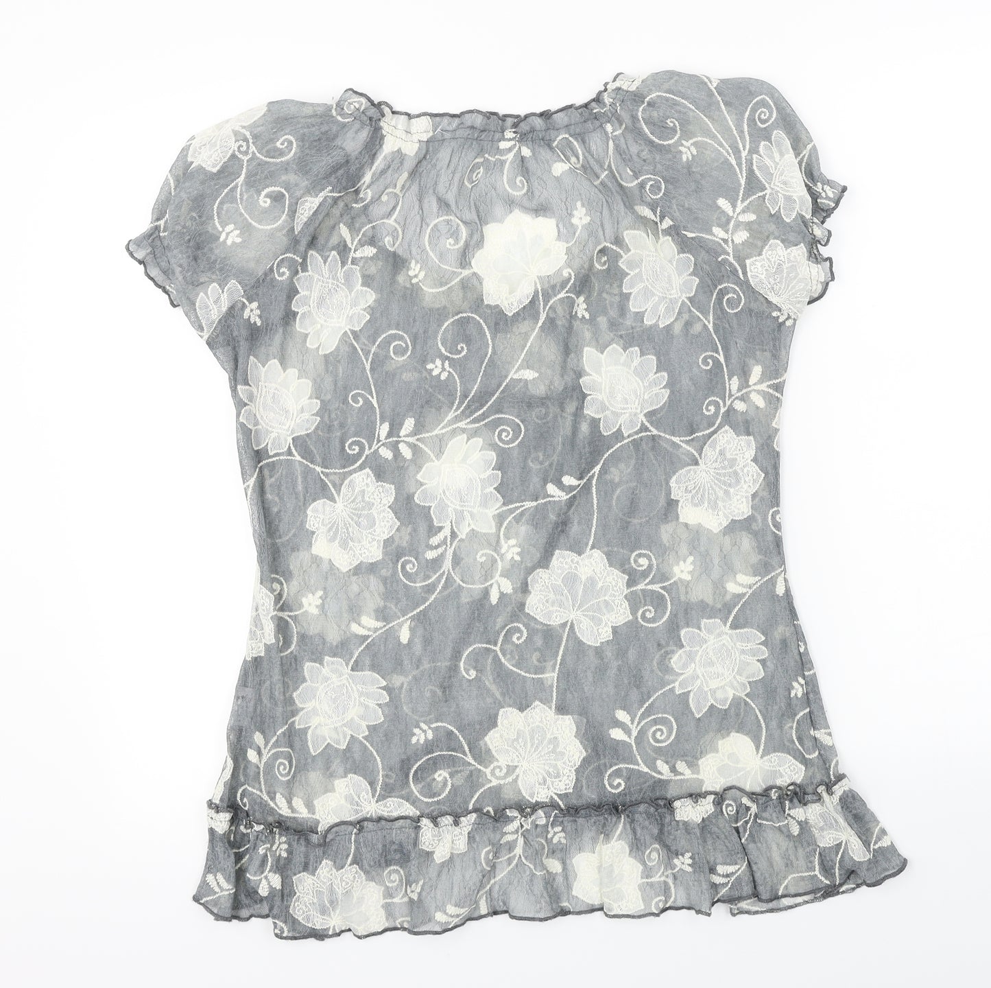 Per Una  Womens Grey Floral  Basic Blouse Size 14