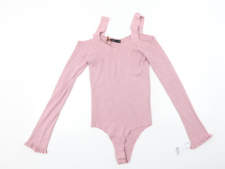 Vogue Womens Pink Bodysuit One-Piece Size XS