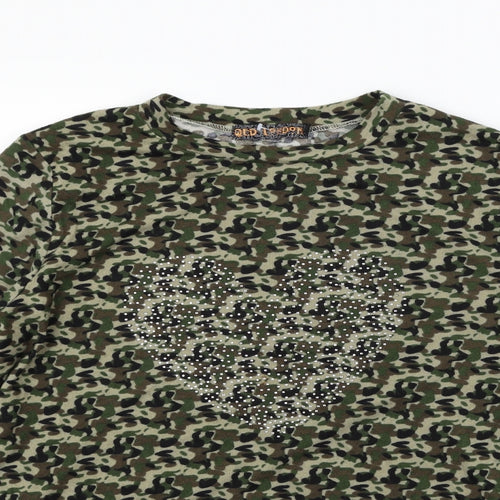 QED London Womens Green Geometric  Pullover Jumper Size L  - heart jewels