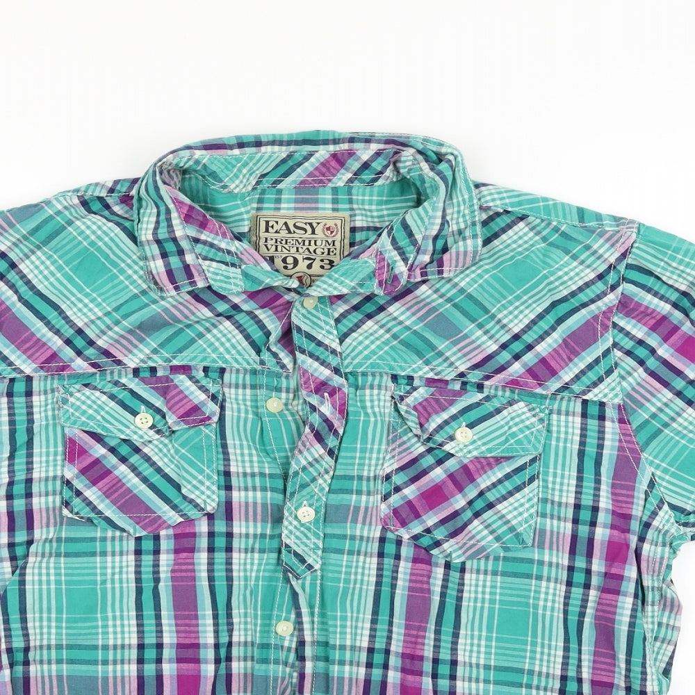Easy Womens Grey Check  Basic Button-Up Size L