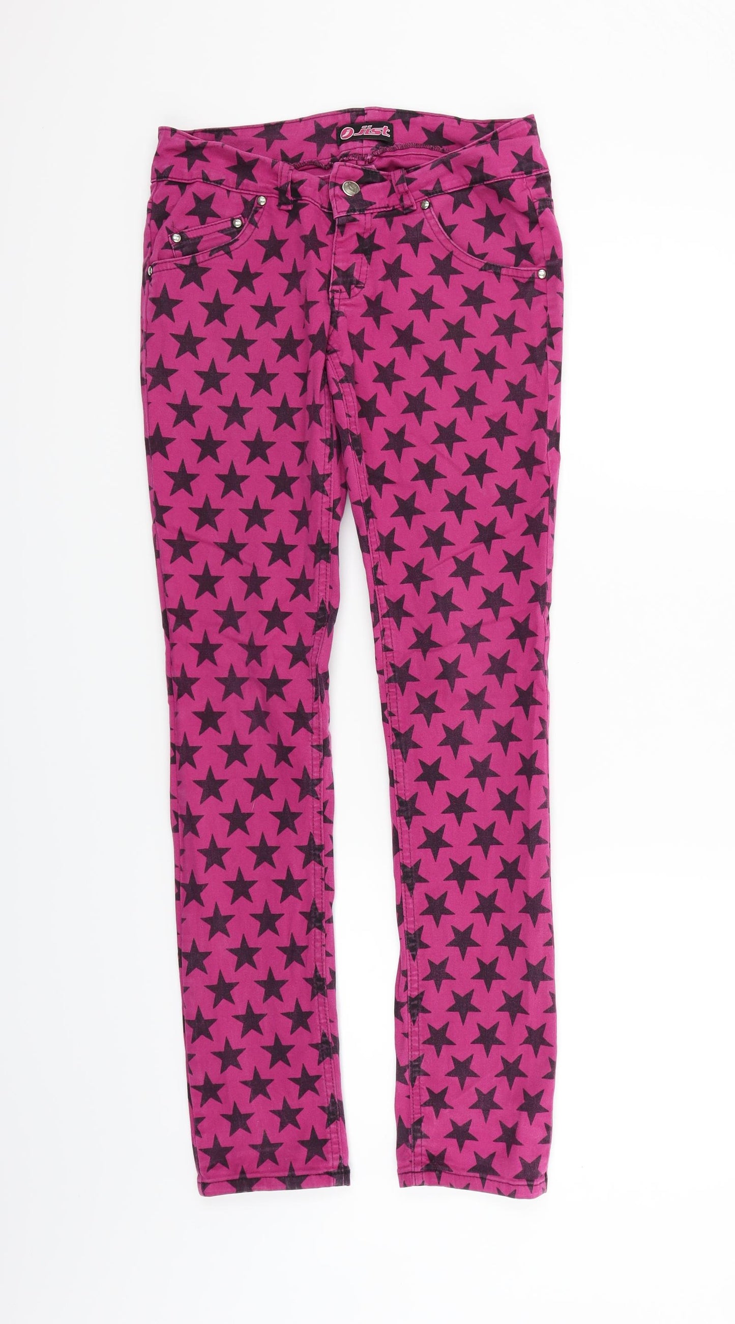 jist Womens Pink Geometric  Straight Jeans Size 10 L29 in - stars