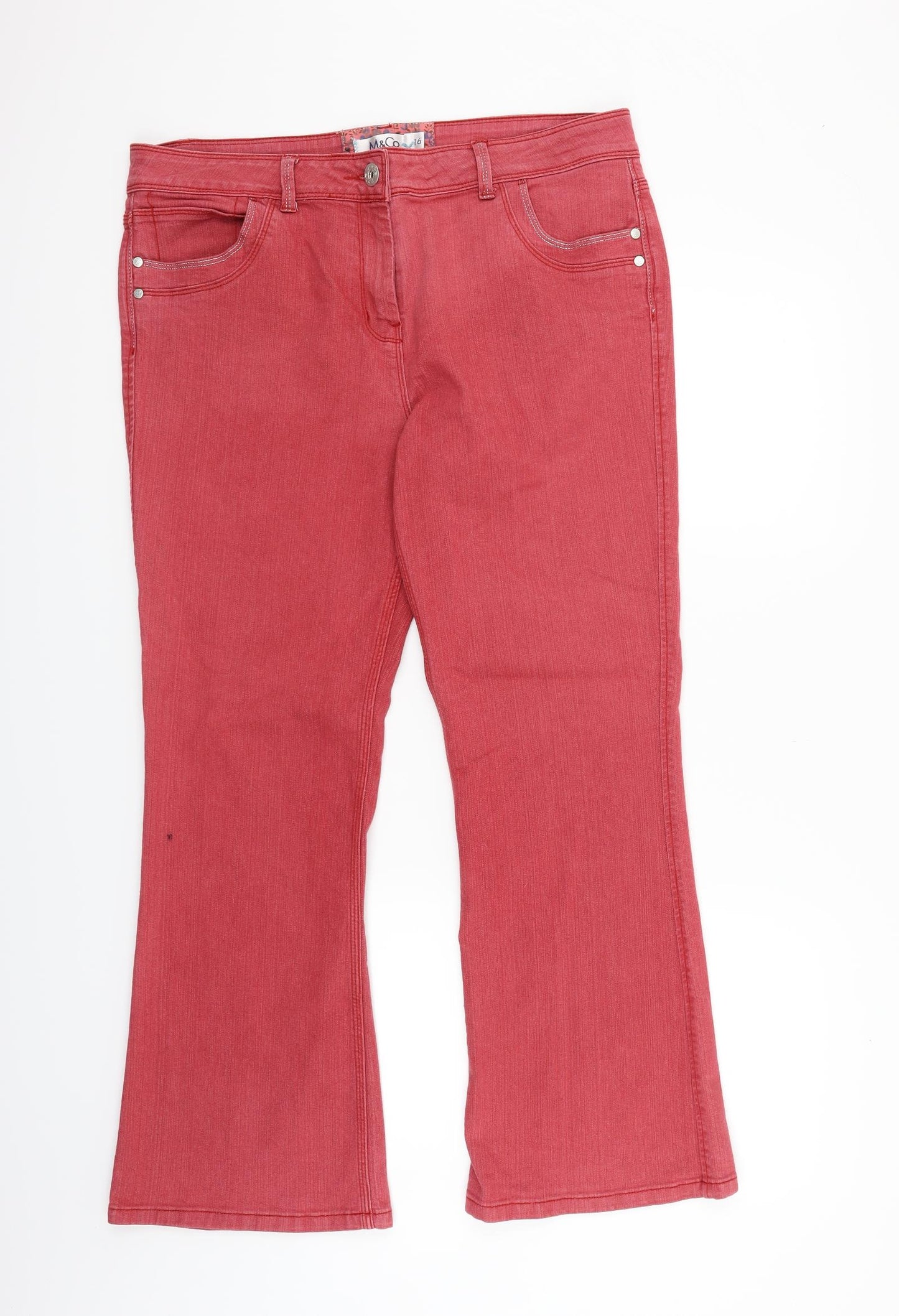 M&Co Womens Red   Trousers  Size 16 L28 in
