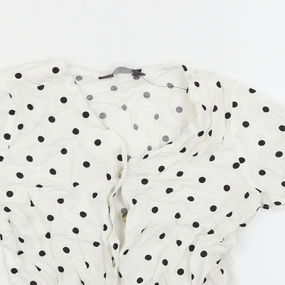 Primark Girls White Polka Dot  Basic Blouse Size 8-9 Years