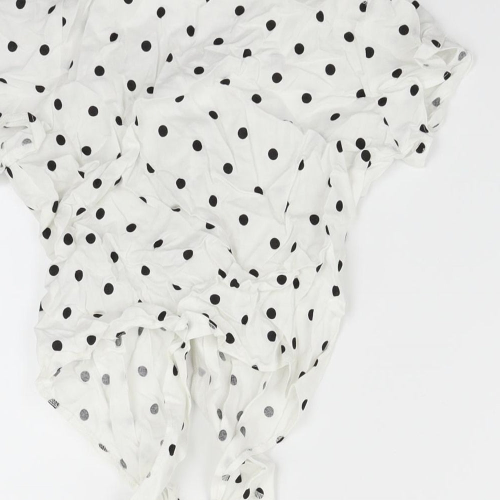 Primark Girls White Polka Dot  Basic Blouse Size 8-9 Years