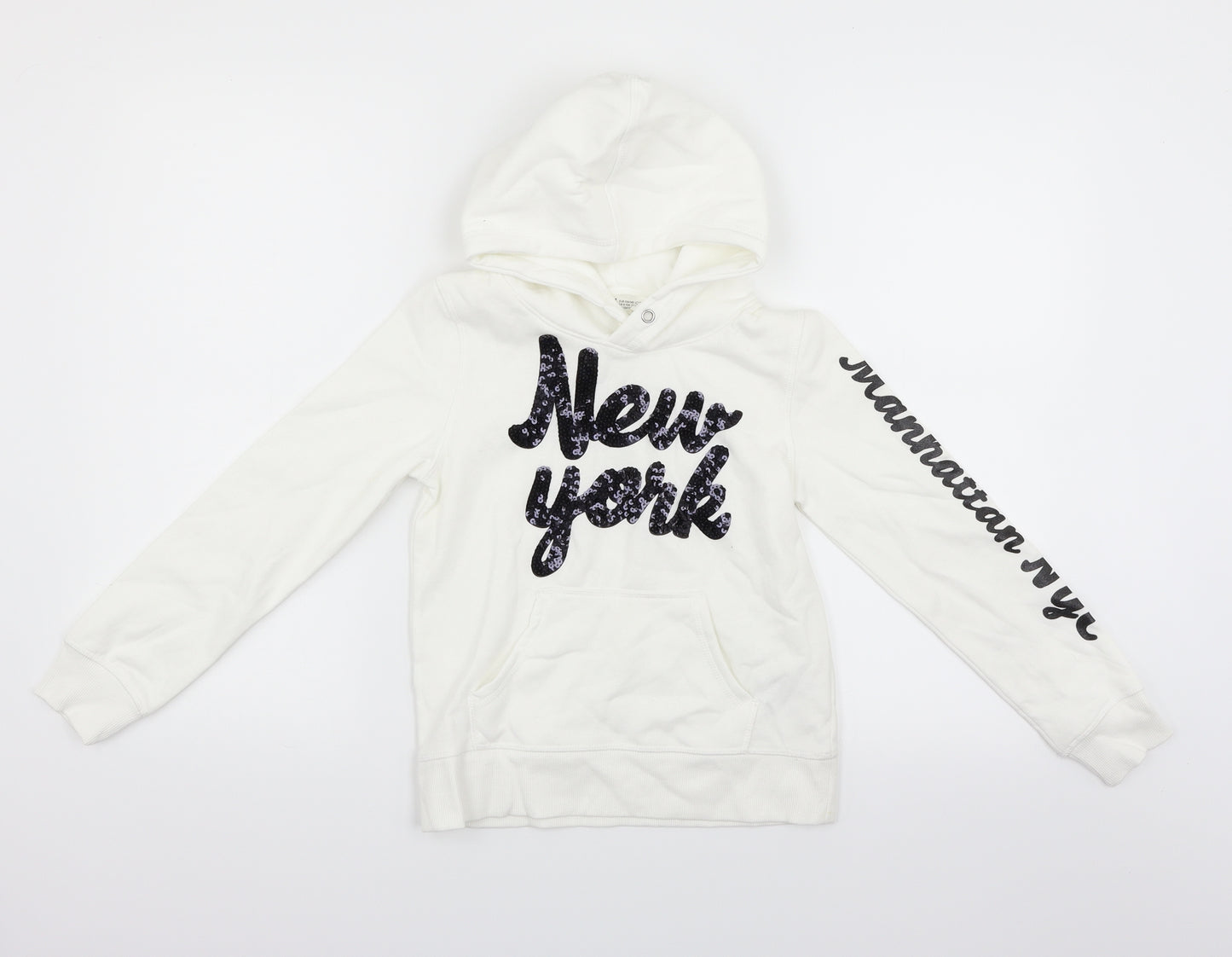 H&M Boys White   Pullover Hoodie Size 9-10 Years  - NEW YORK