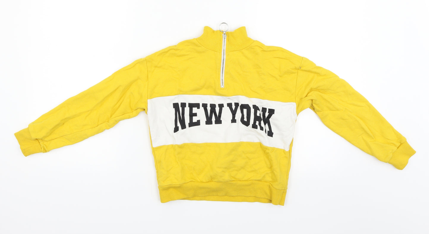 Primark Girls Yellow   Pullover Jumper Size 9-10 Years  - NEW YORK