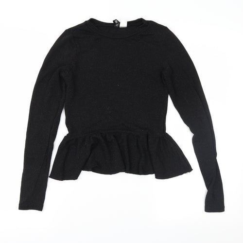 Divided Womens Black  Knit Basic Blouse Size XS
