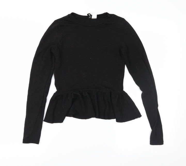 Divided Womens Black Knit Basic Blouse Size XS