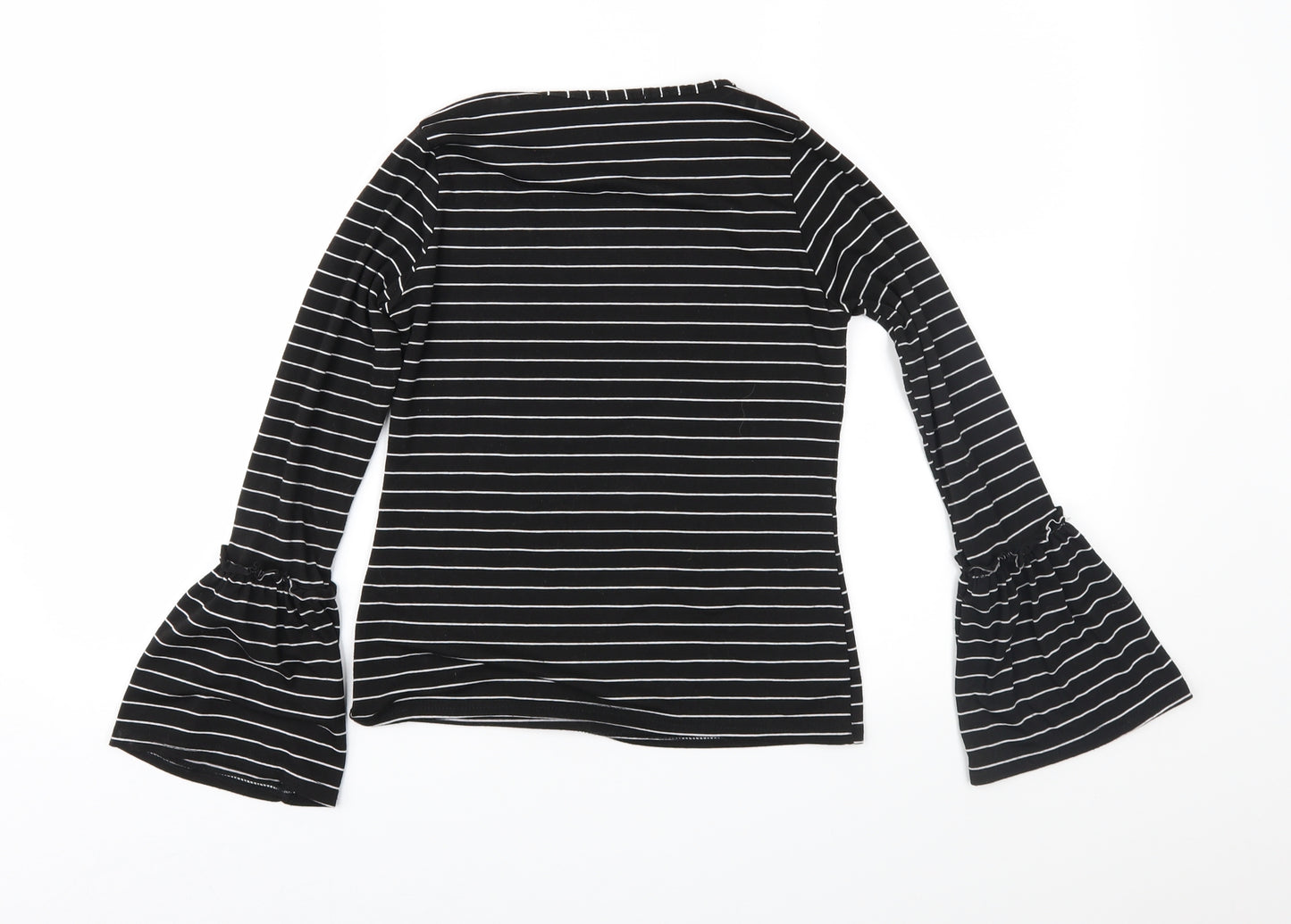 Boohoo Womens Black Striped Jersey Basic Blouse Size 6