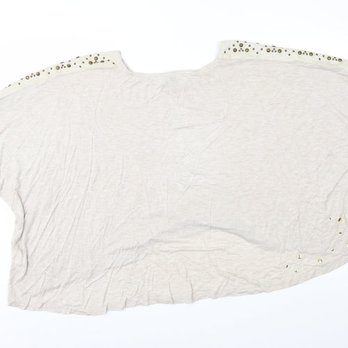 Mogul Womens Beige Geometric Jersey Basic Blouse Size XS