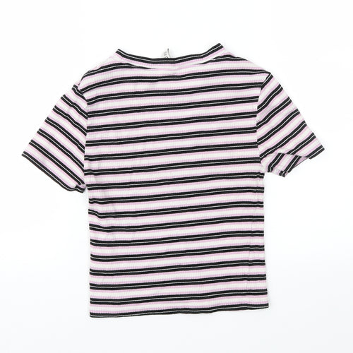 Divided Womens Pink Striped Jersey Basic T-Shirt Size XS
