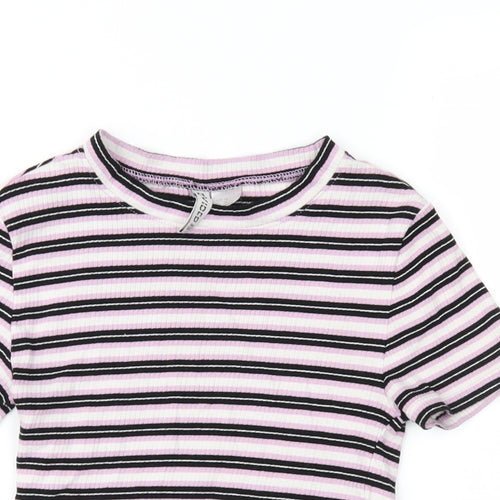 Divided Womens Pink Striped Jersey Basic T-Shirt Size XS