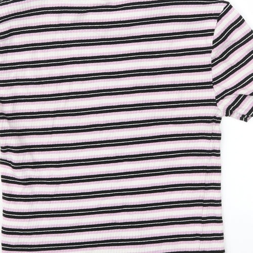 Divided Womens Pink Striped Jersey Basic T-Shirt Size XS