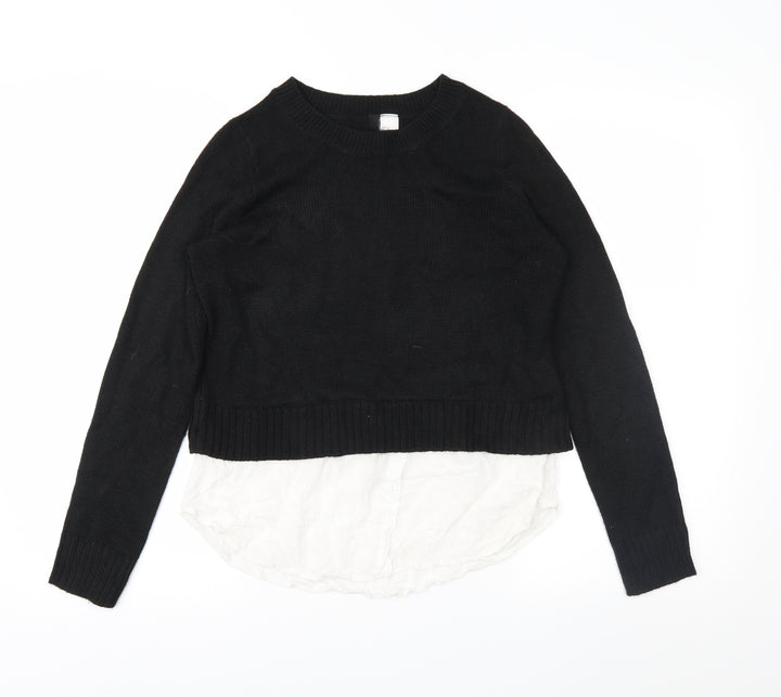 Divided Womens Black Knit Pullover Jumper Size XS