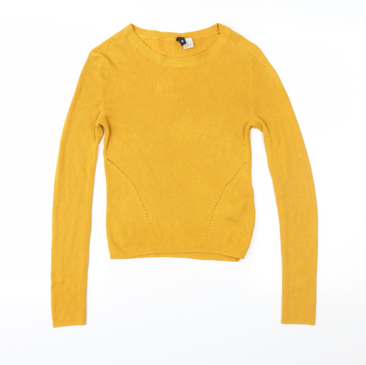 Divided Womens Yellow Knit Pullover Jumper Size S