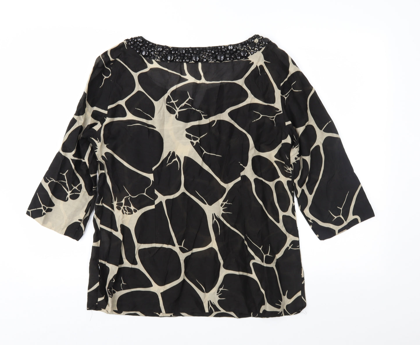 Zara Womens Brown Geometric  Basic Blouse Size L