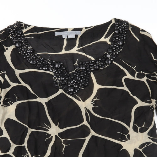 Zara Womens Brown Geometric  Basic Blouse Size L