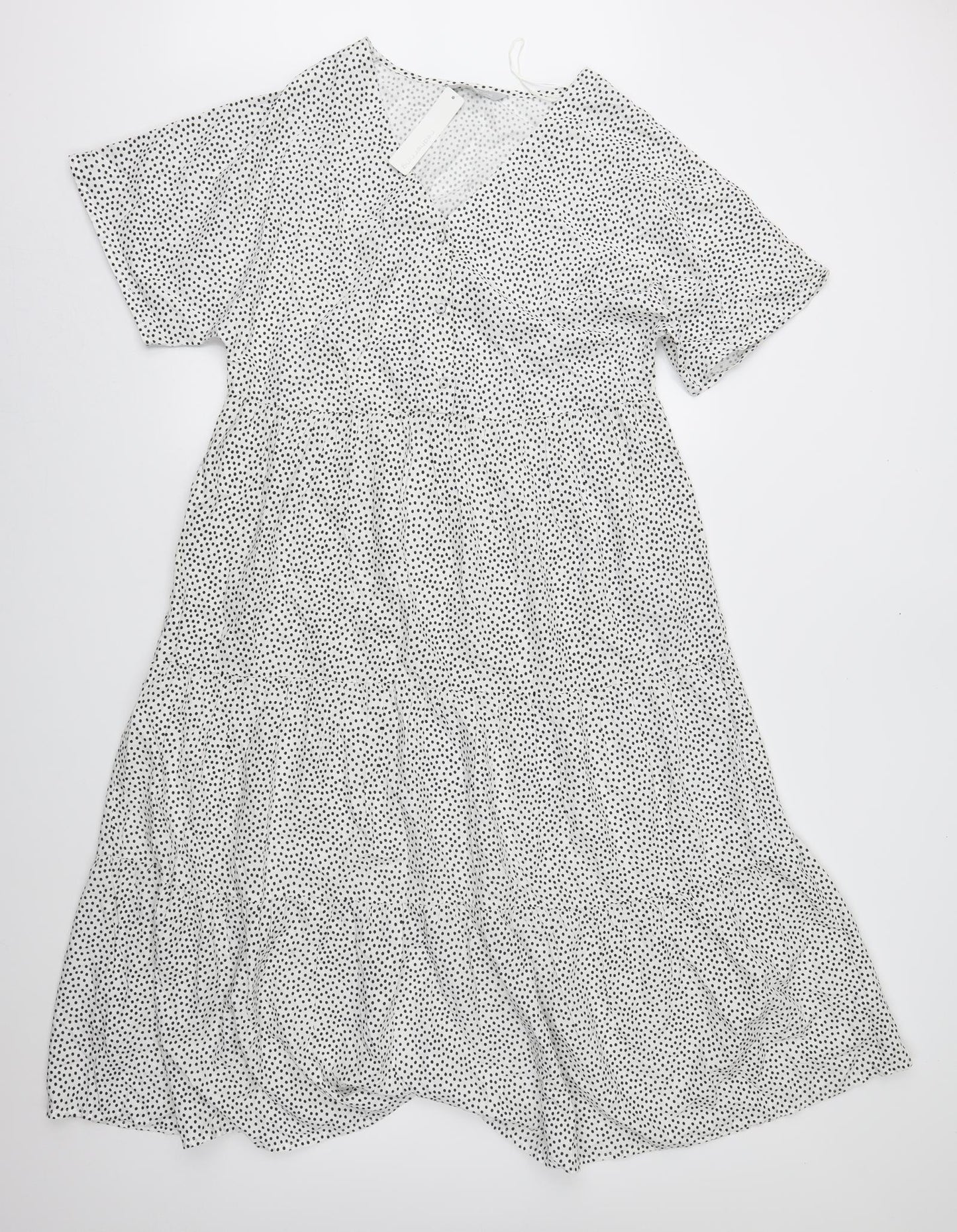 Red Herring Womens White Polka Dot  Fit & Flare  Size 14