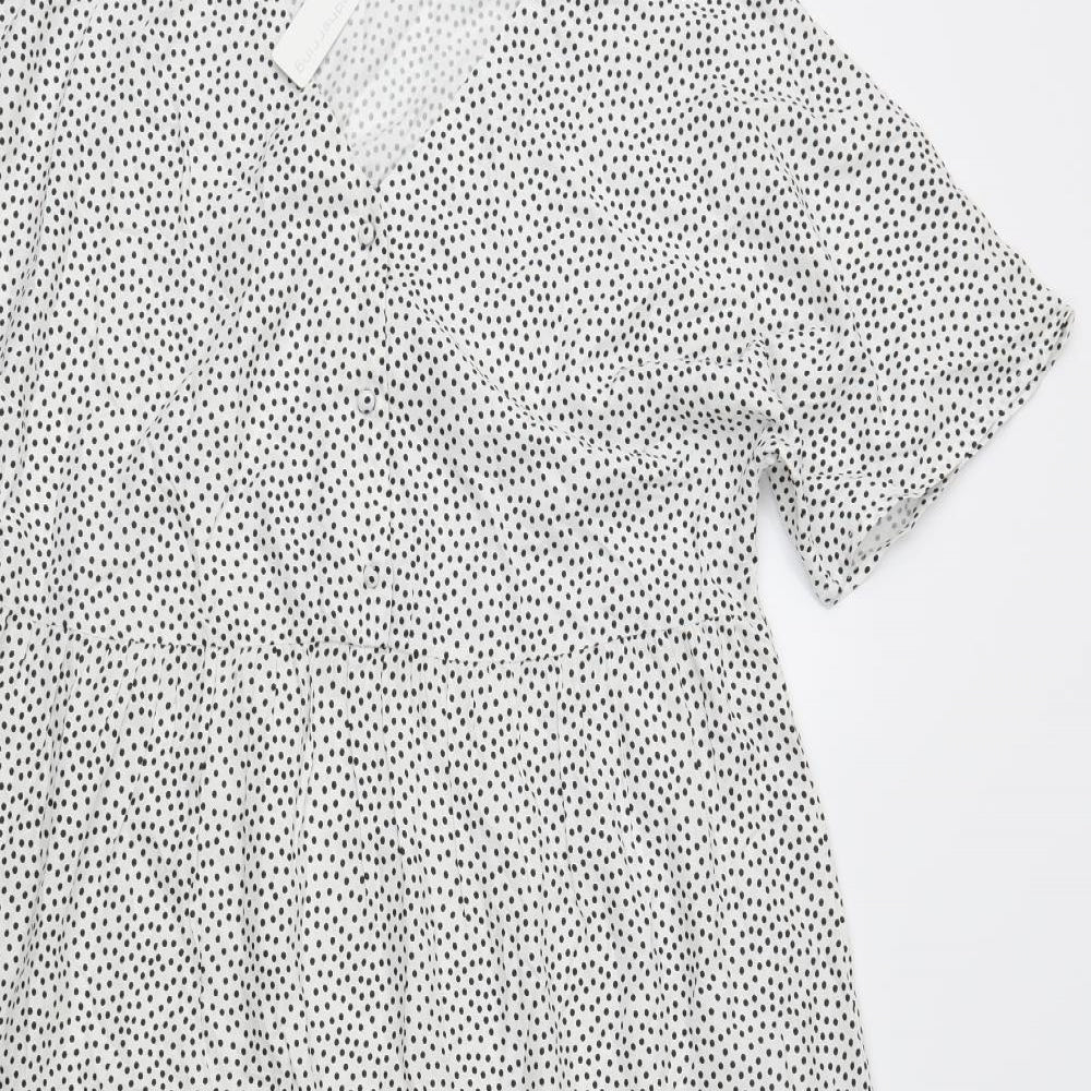 Red Herring Womens White Polka Dot  Fit & Flare  Size 14