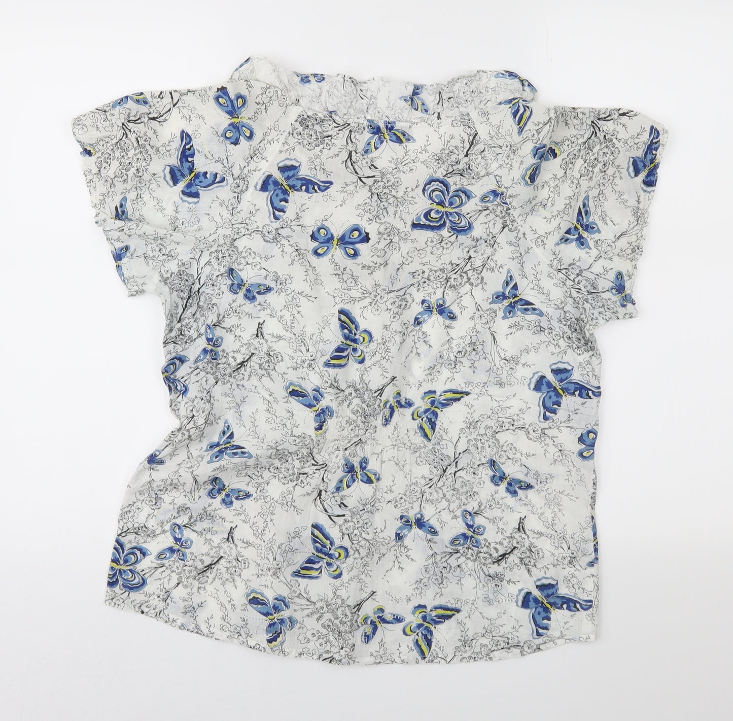 Oasis Womens White Floral  Basic Blouse Size 14