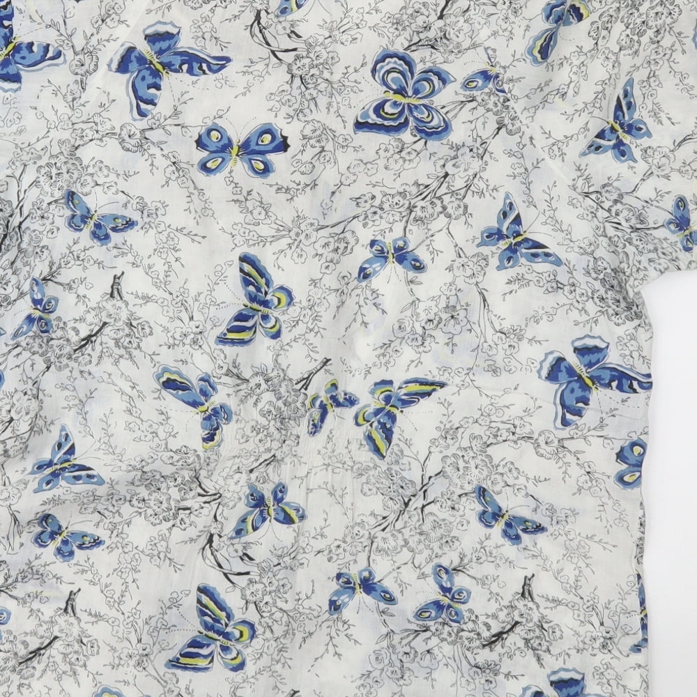 Oasis Womens White Floral  Basic Blouse Size 14
