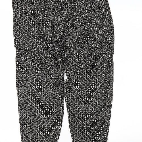 NEXT Womens Black Geometric Jersey Harem Trousers Size 12 L29 in