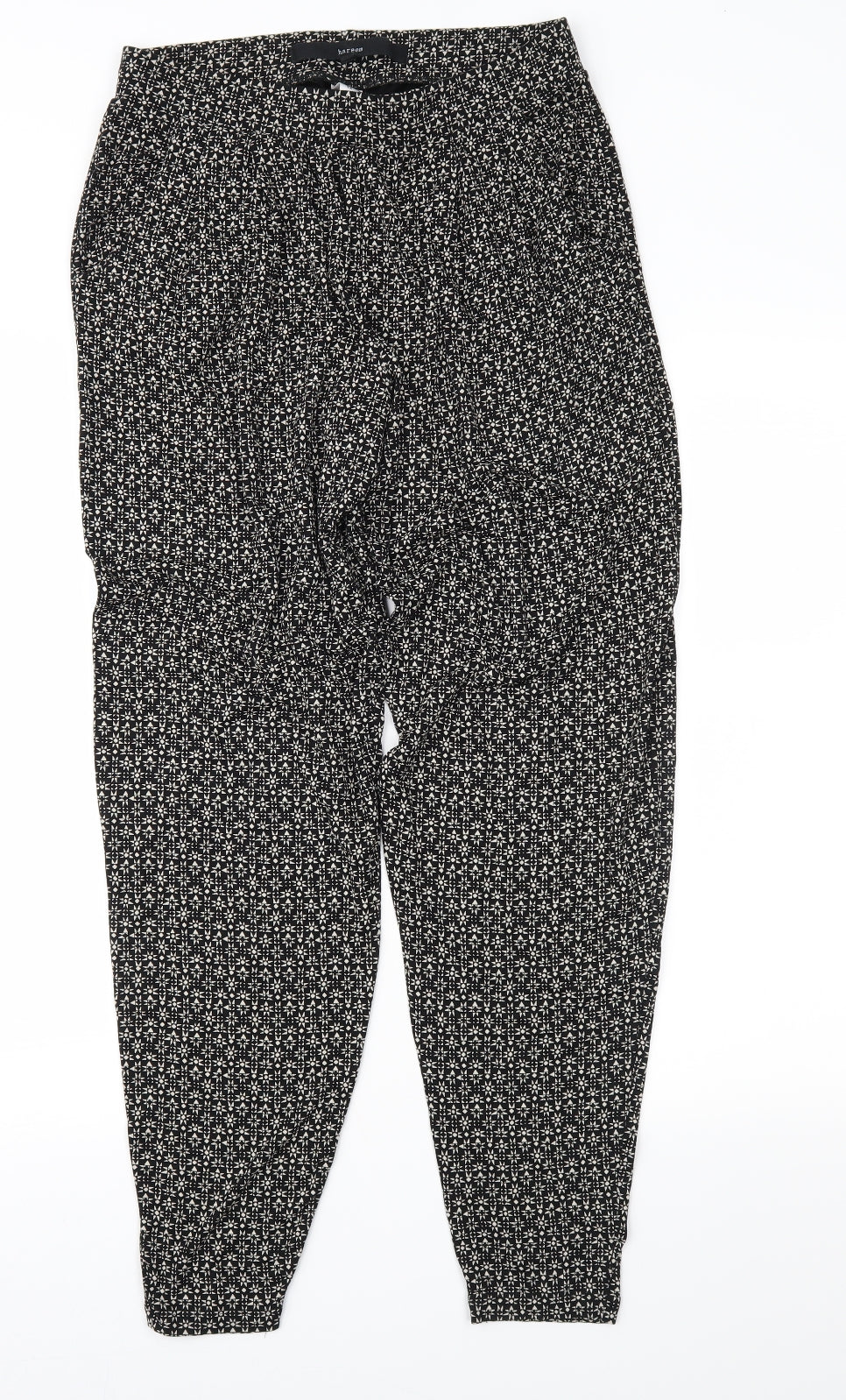 NEXT Womens Black Geometric Jersey Harem Trousers Size 12 L29 in