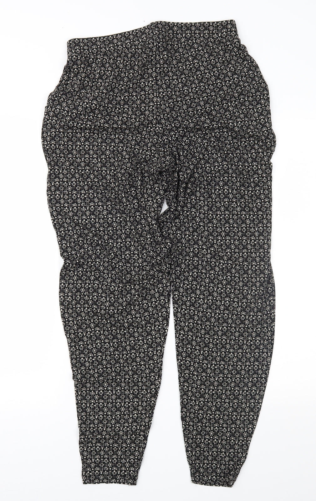 NEXT Womens Black Geometric Jersey Harem Trousers Size 12 L29 in