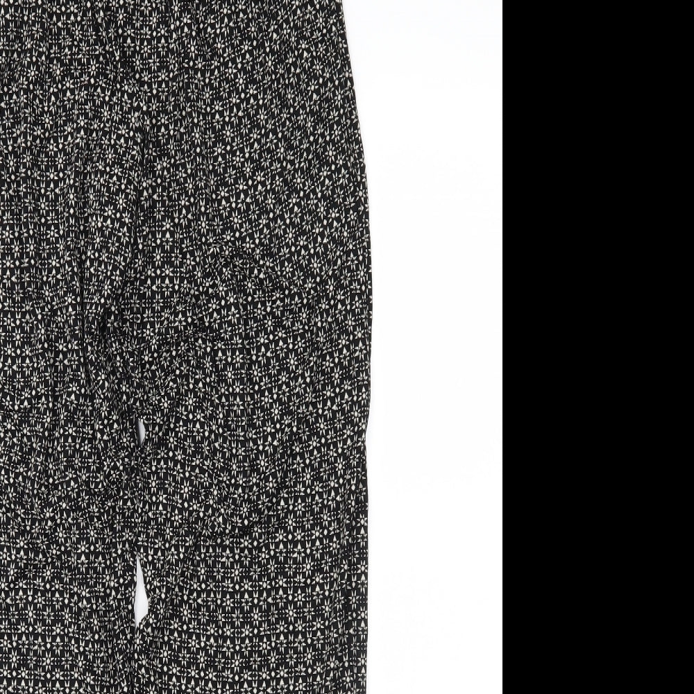 NEXT Womens Black Geometric Jersey Harem Trousers Size 12 L29 in