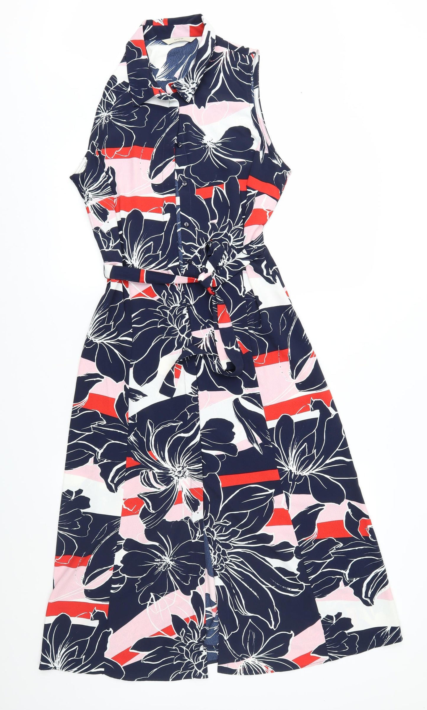 George Womens Blue Floral  Fit & Flare  Size 10