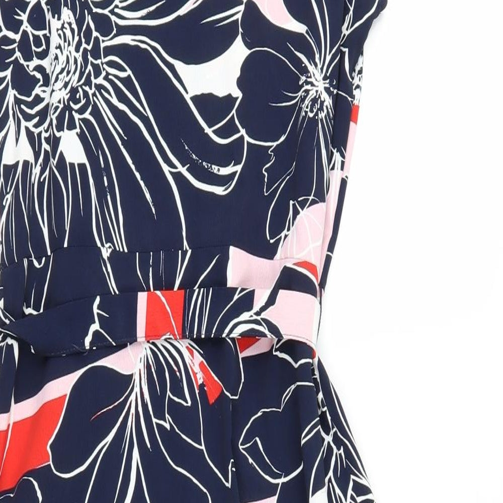 George Womens Blue Floral  Fit & Flare  Size 10