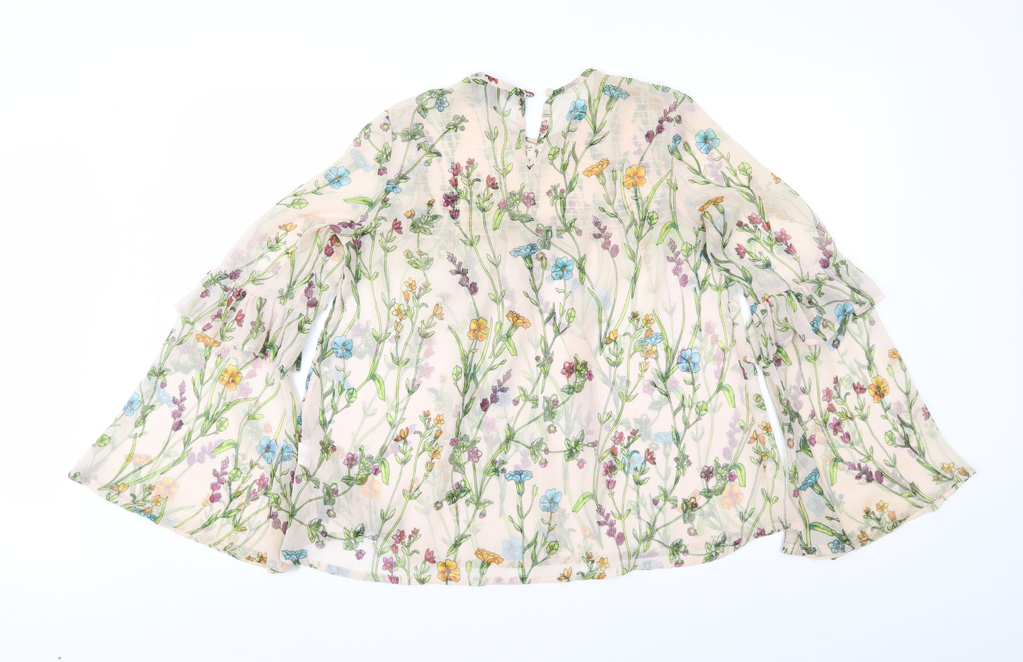 Atmosphere Womens Beige Floral Chiffon Basic Blouse Size 10