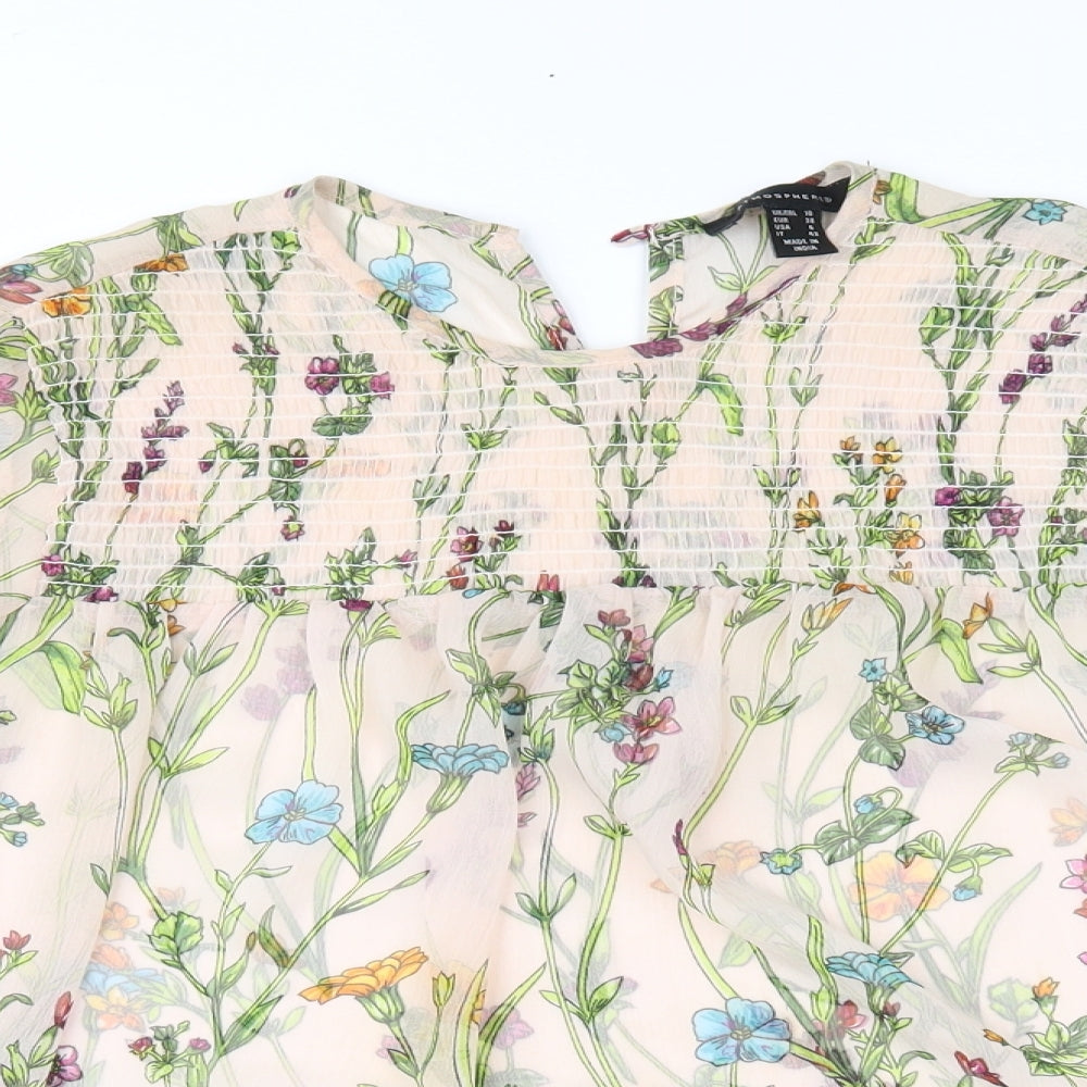 Atmosphere Womens Beige Floral Chiffon Basic Blouse Size 10