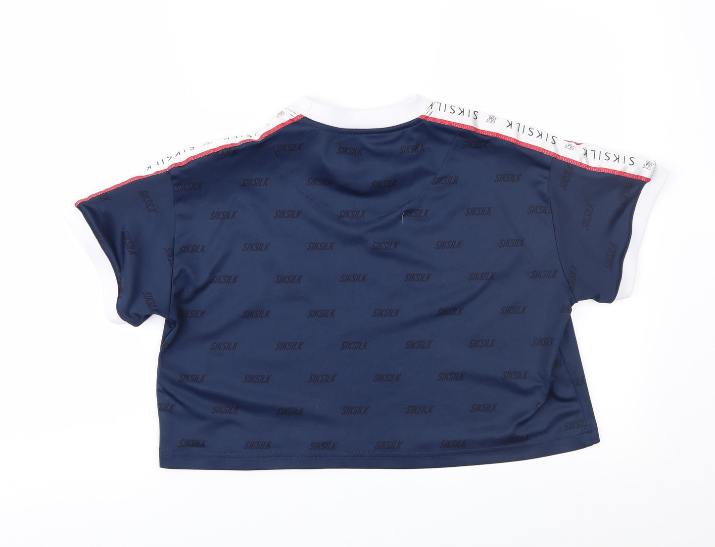 SikSilk Womens Blue Geometric  Cropped T-Shirt Size 12