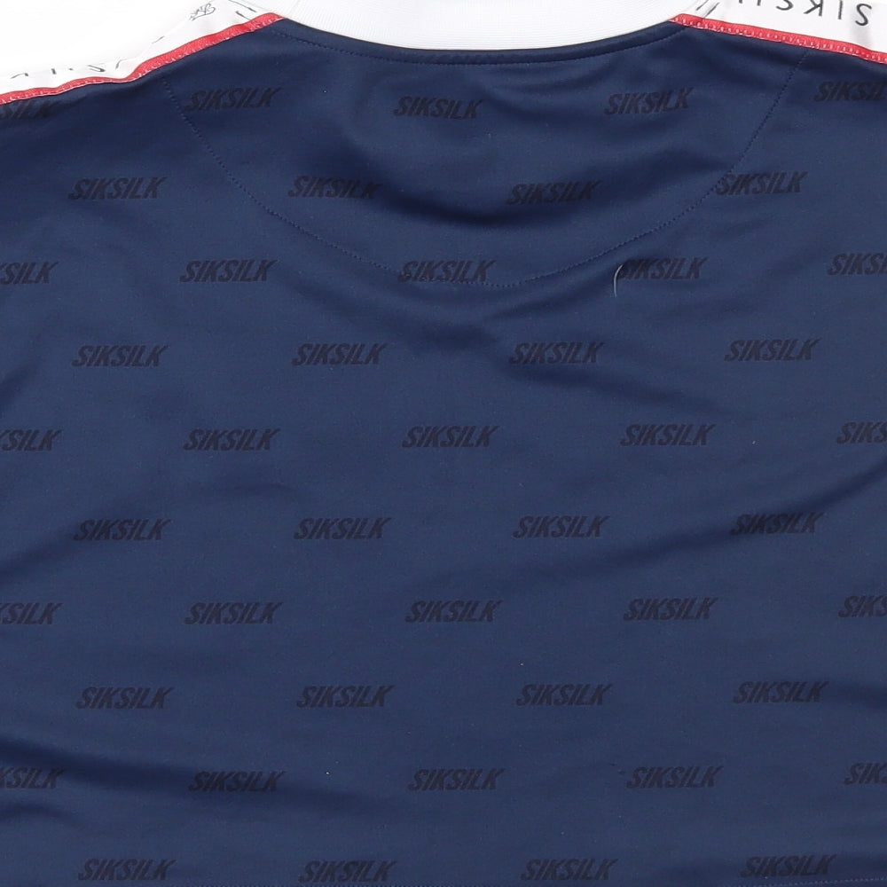 SikSilk Womens Blue Geometric  Cropped T-Shirt Size 12
