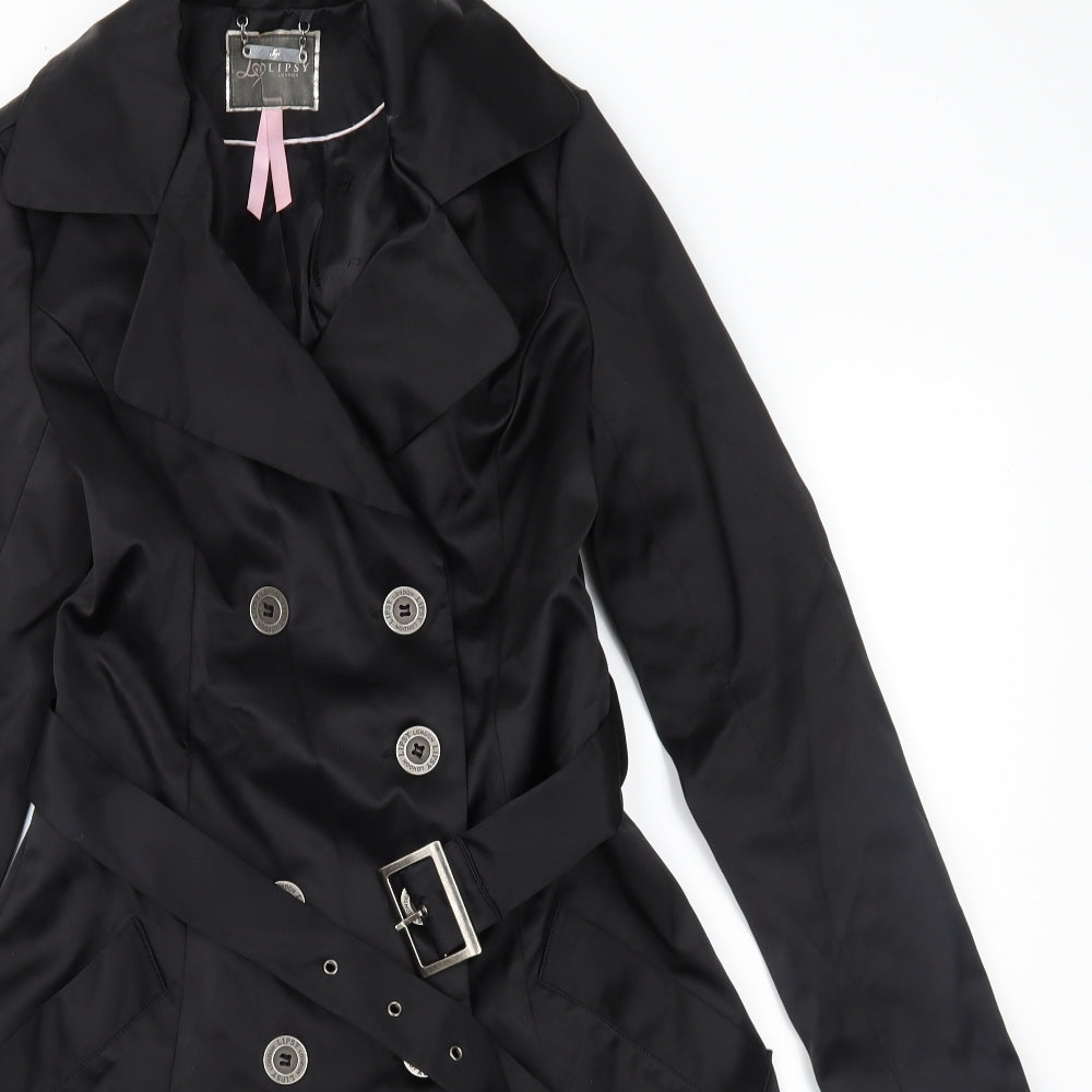Lipsy Womens Black   Trench Coat Coat Size 8