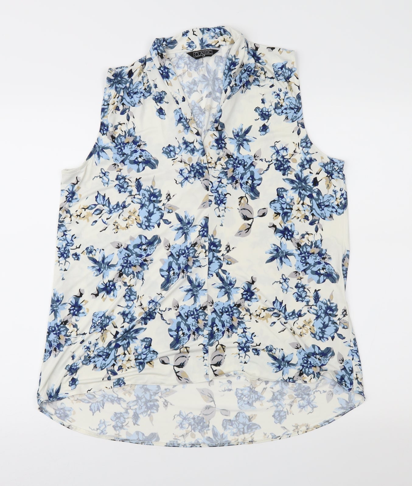 Classic Womens Ivory Floral  Basic Blouse Size 14