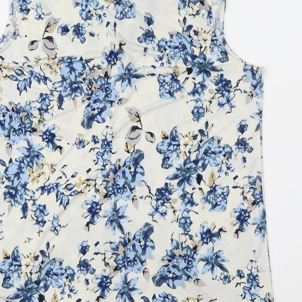 Classic Womens Ivory Floral  Basic Blouse Size 14