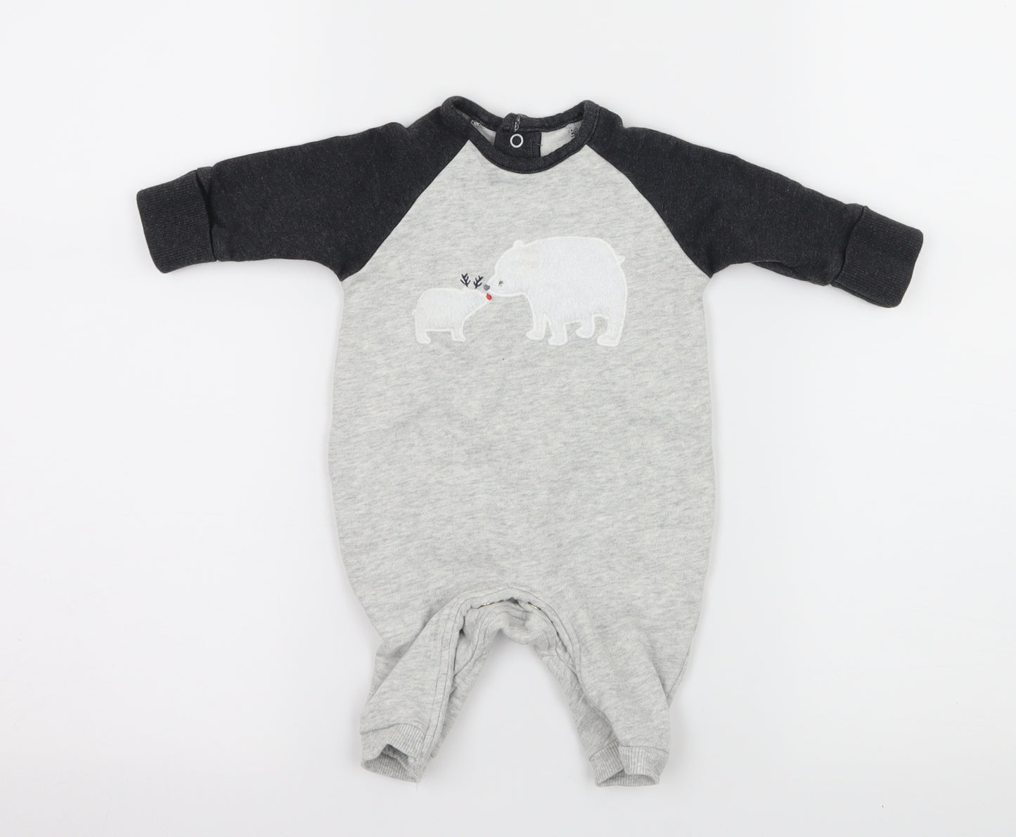 Matalan Baby Grey Geometric Jersey Babygrow One-Piece Size 0-3 Months  - Polar Bear