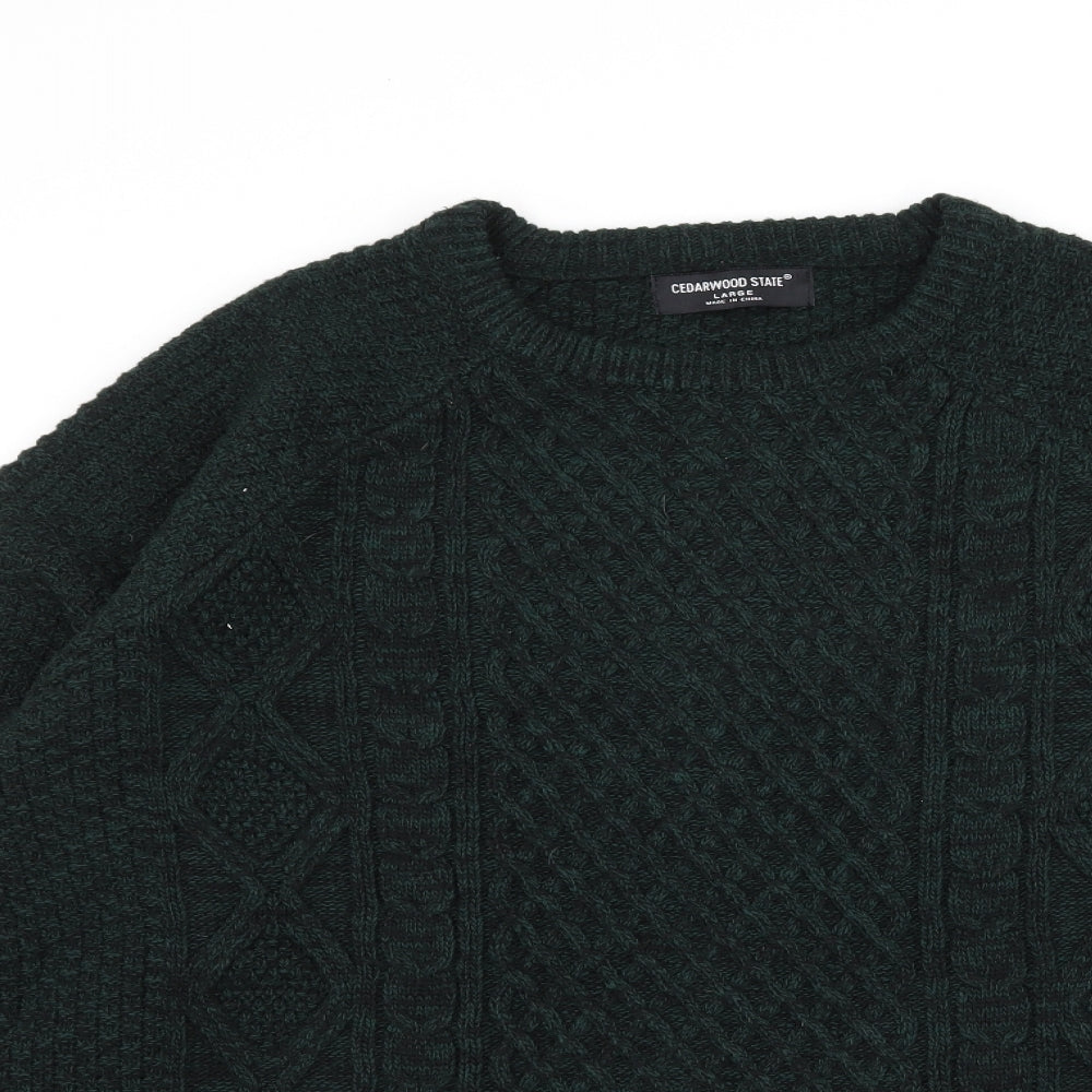 Cedar Wood State Mens Green  Knit Pullover Jumper Size L