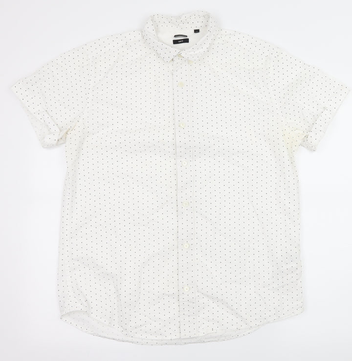ONLY & SONS Mens White Polka Dot   Button-Up Size XL