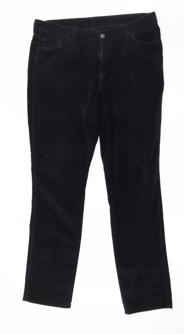 Phase Eight Womens Black Velour Trousers Size 36 in L28 in