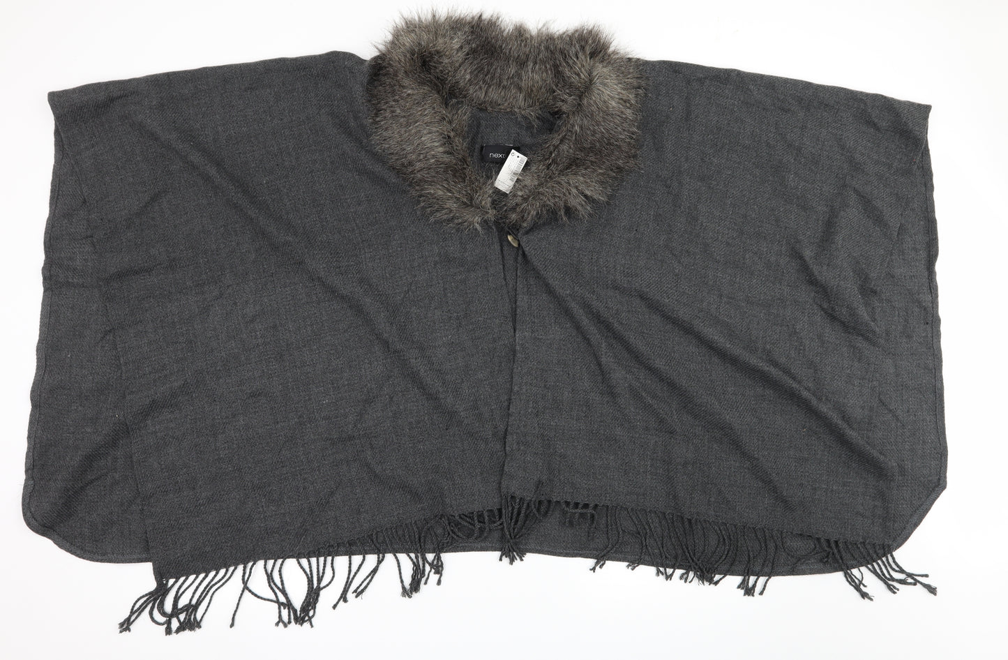 NEXT Womens Grey  Knit  Shawl/Wrap   - Faux fur Collar