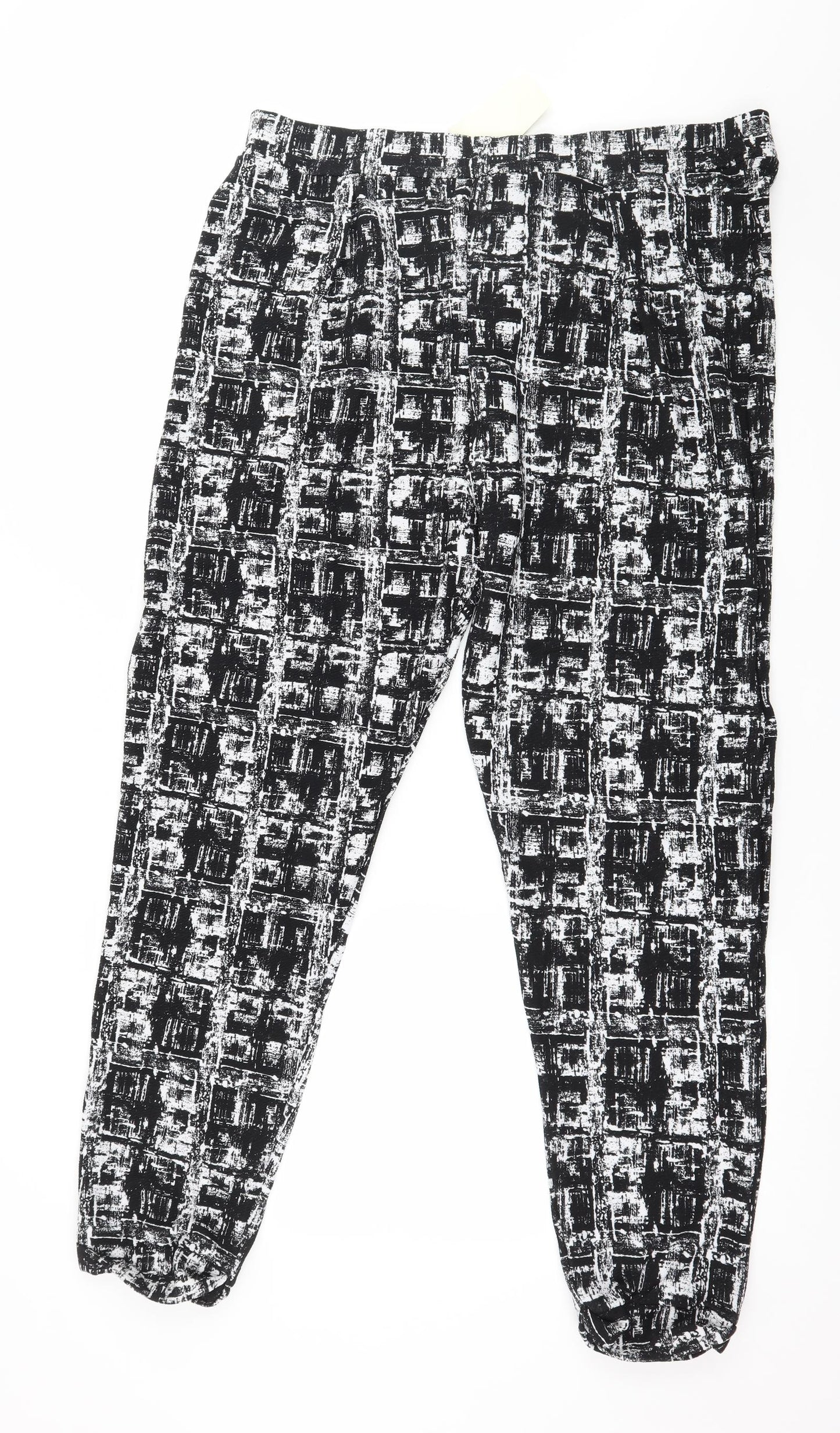 Peacocks Womens Black Geometric Jersey Harem Trousers Size 18 L29 in