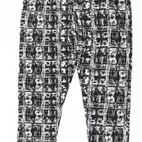 Peacocks Womens Black Geometric Jersey Harem Trousers Size 18 L29 in