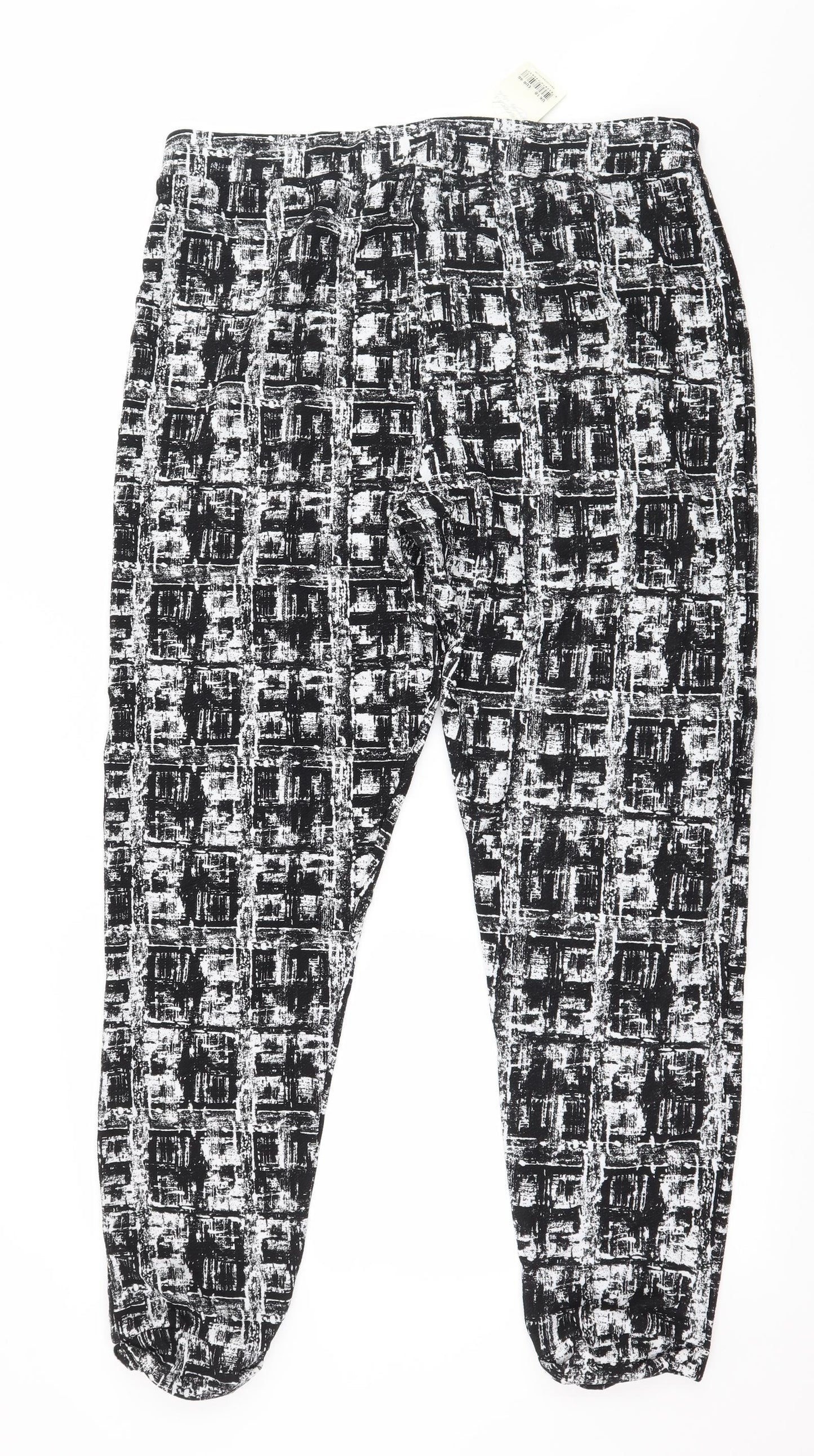 Peacocks Womens Black Geometric Jersey Harem Trousers Size 18 L29 in