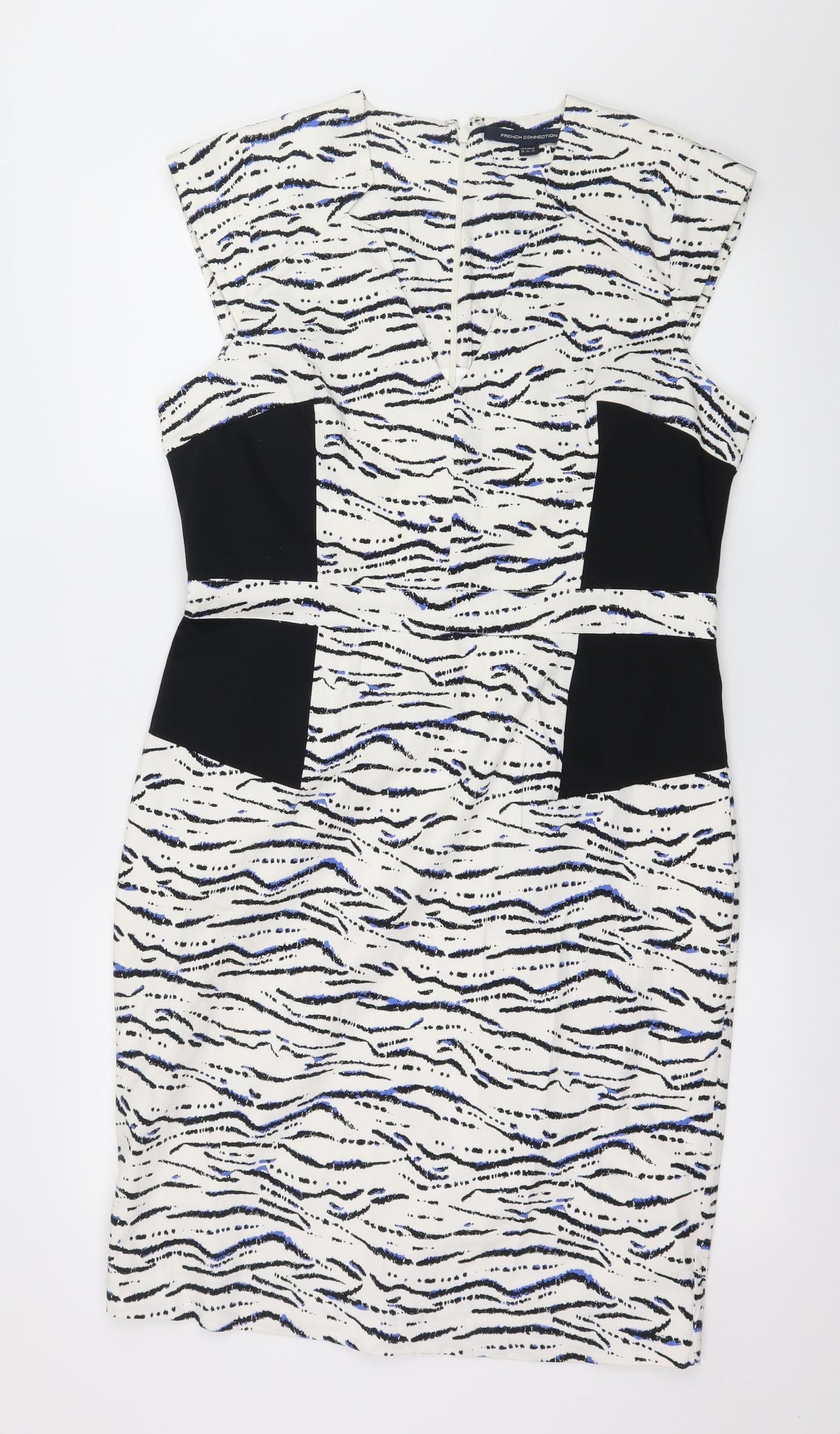 French Connection Womens White Geometric  Shift  Size 16